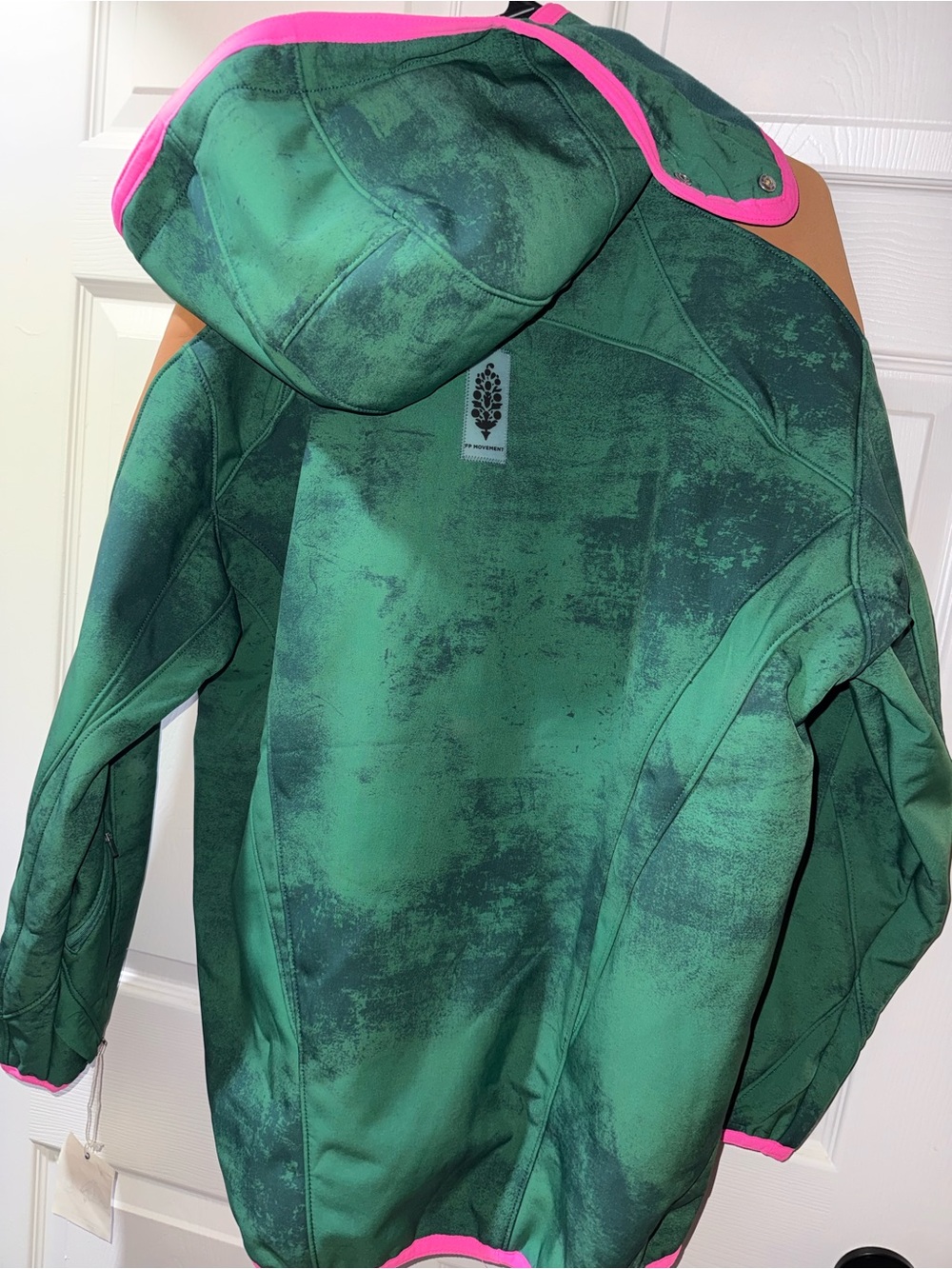 Free people mountain Green  Hooded Jacket with Pink Trim